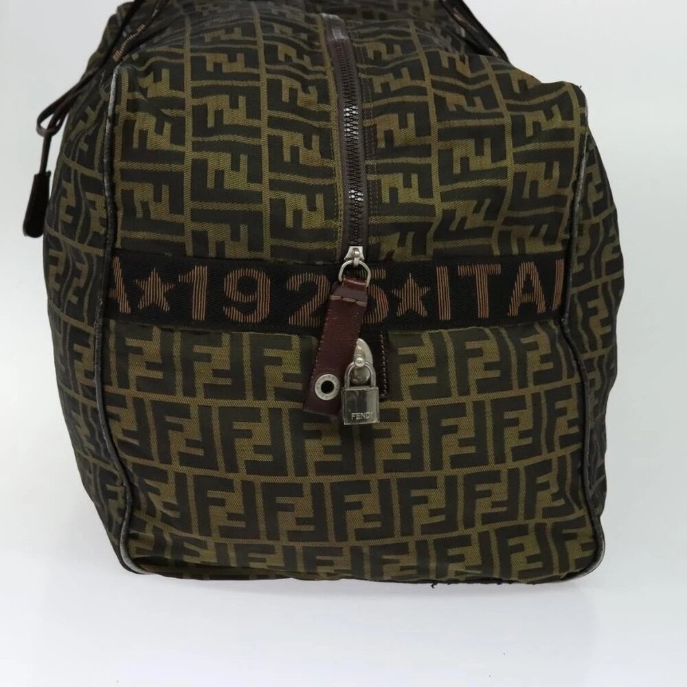 FENDI Zucca Canvas Boston Bag Brown Black Auth BA4042 - Picture 5 of 15